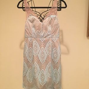 LuLu’s - Teal & Tan Lace Dress